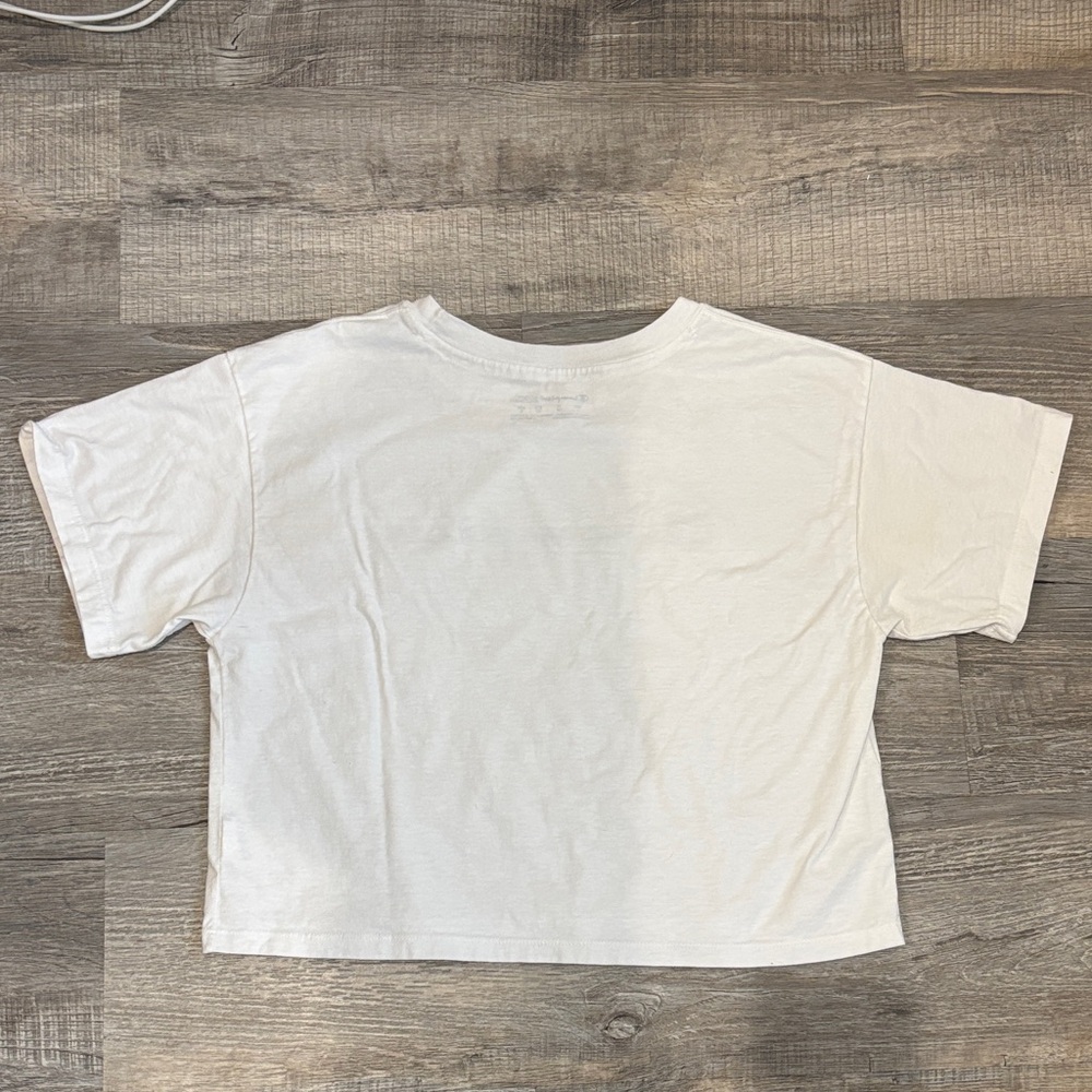 Champion White Crop Top with Blue Logo - Picture 5 of 6